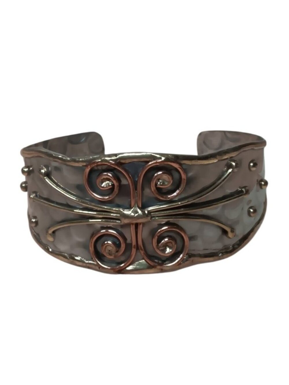 Mixed Metal Cuff Bangle Butterfly Copper Brass Mixed Metals Wire Work